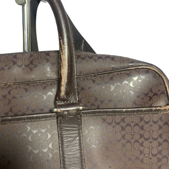 Coach Briefcase Brown CC Monogram Print Leather Messenger Bag Mens Women’s - Picture 8 of 16